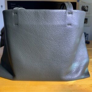 Cuyana Olive Green Leather Tote Bag